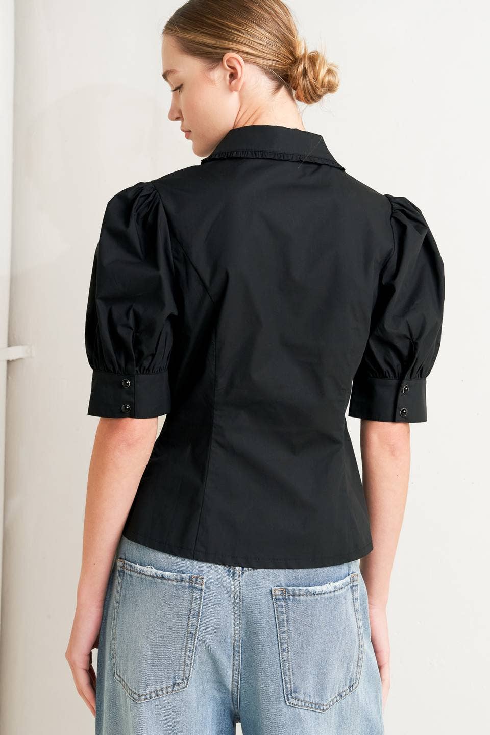 Puff Sleeve Button Up Top