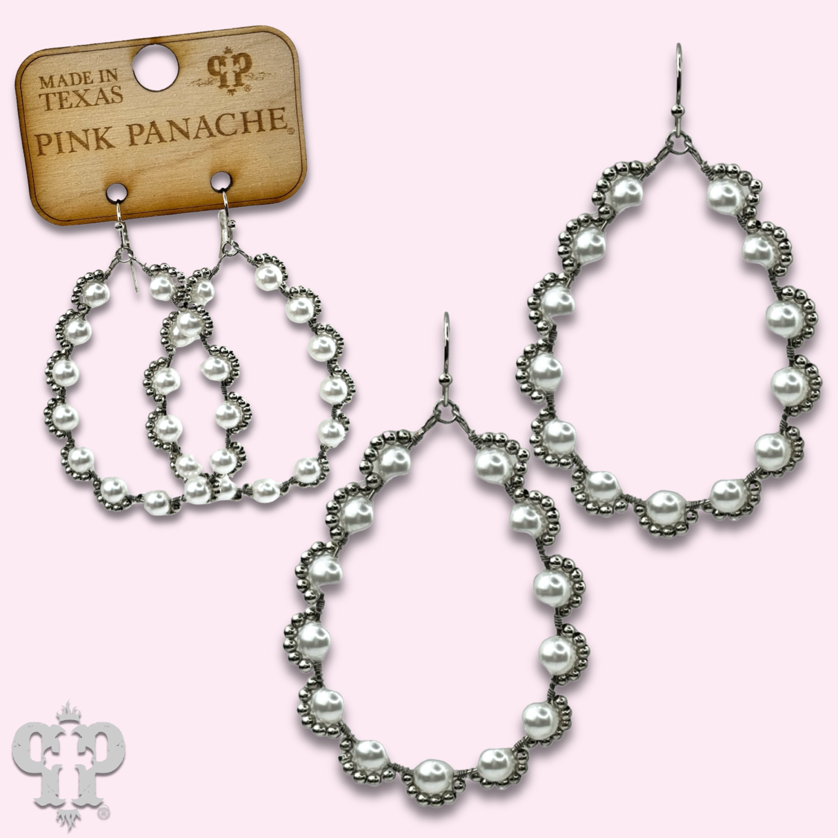 Wire wrapped pearl teardrop earring - LC: Silver