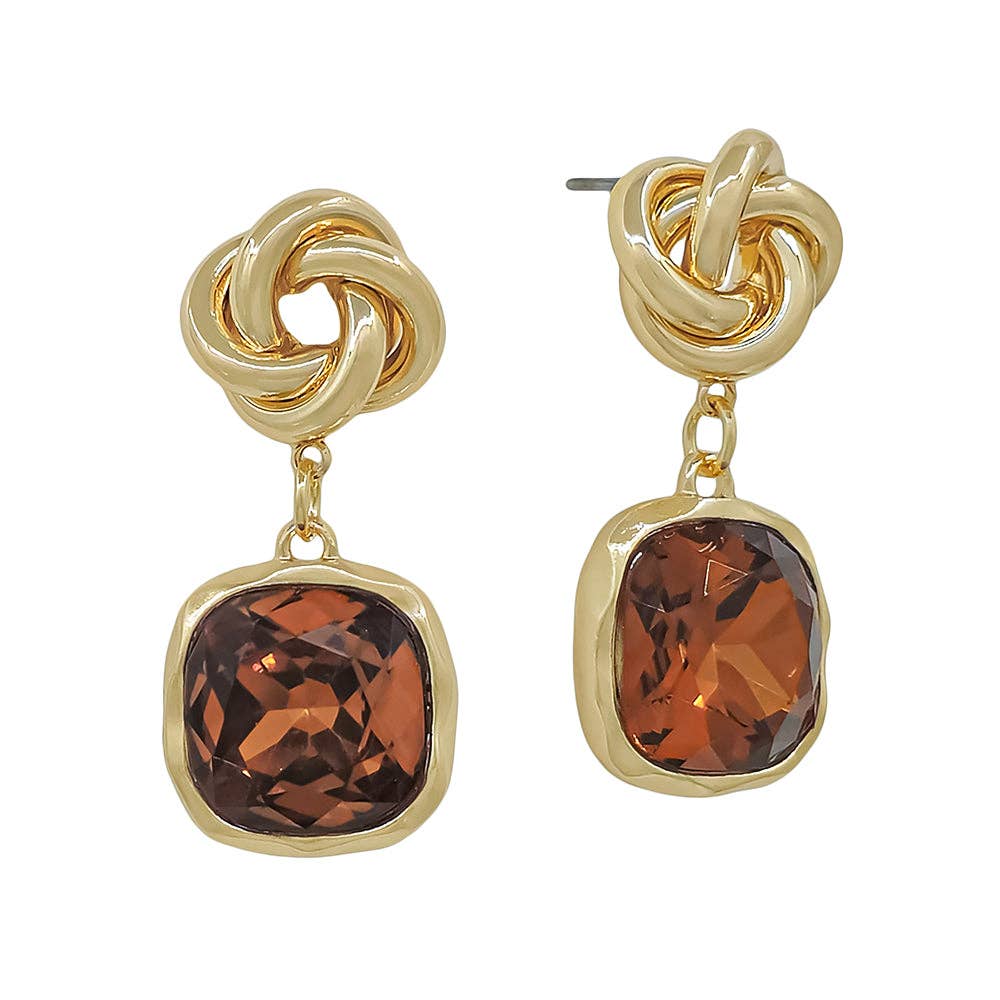 Topaz Stone and Gold Knot Earrings