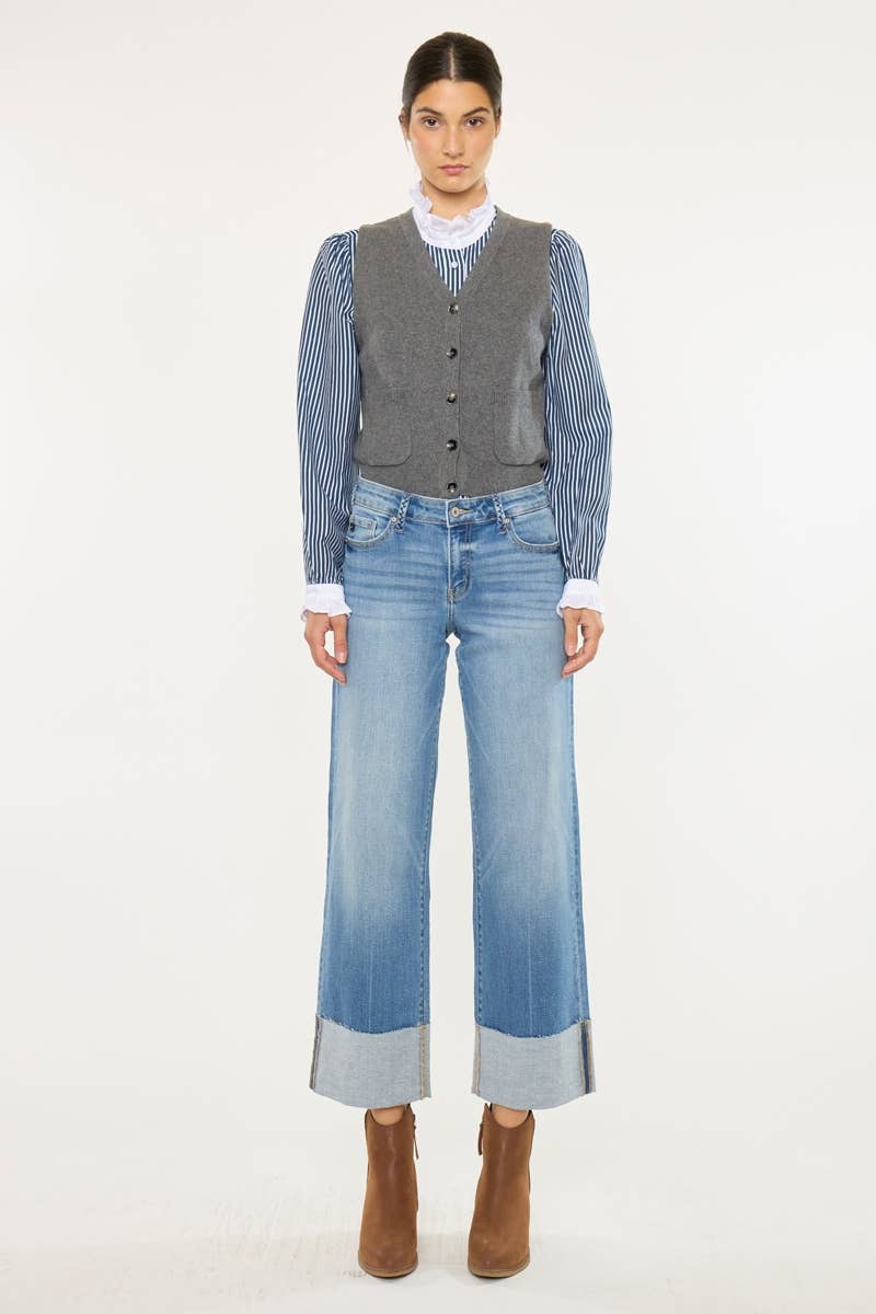 KanCan Wide Cuff Cropped Denim