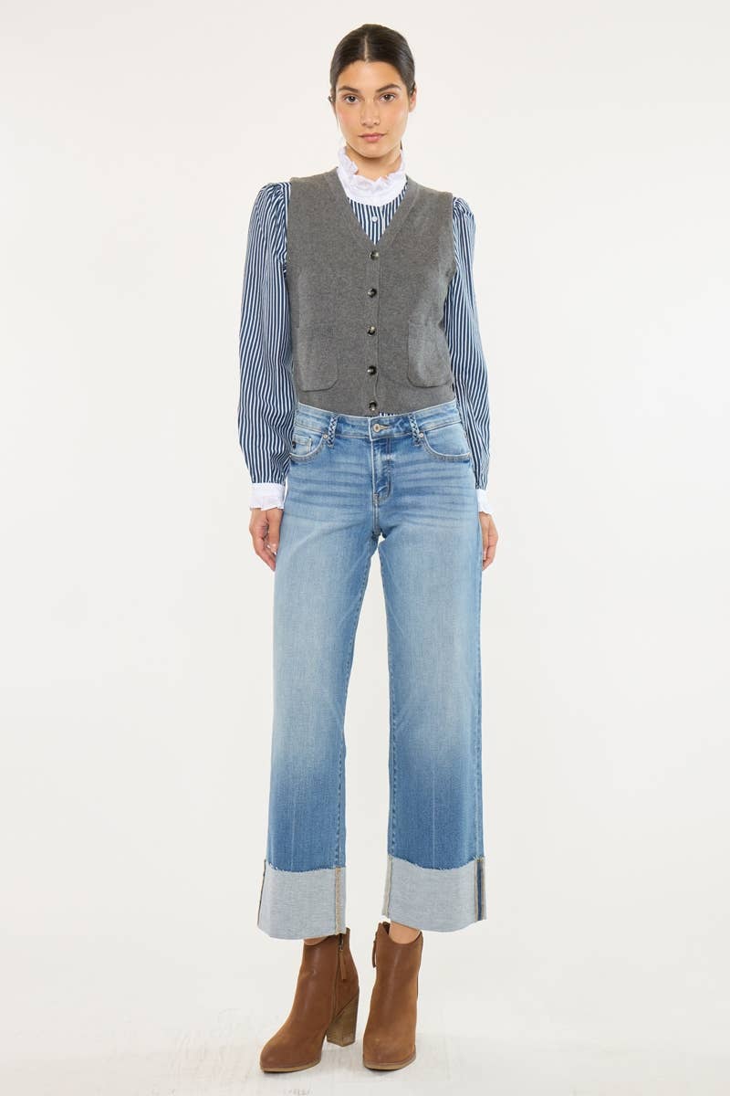 KanCan Wide Cuff Cropped Denim