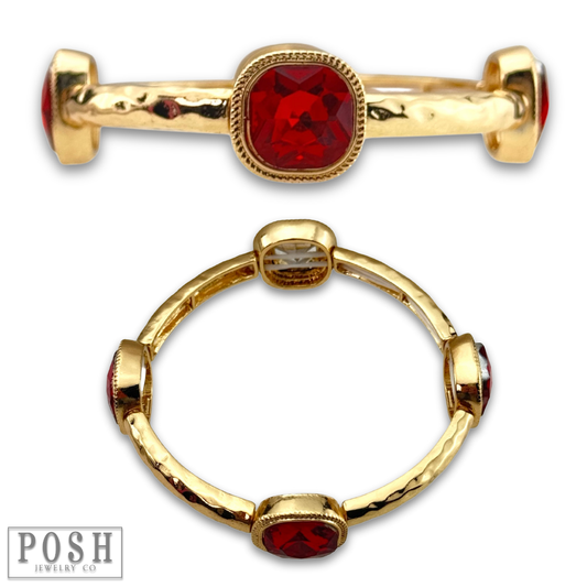 Square rhinestone bracelet: Red
