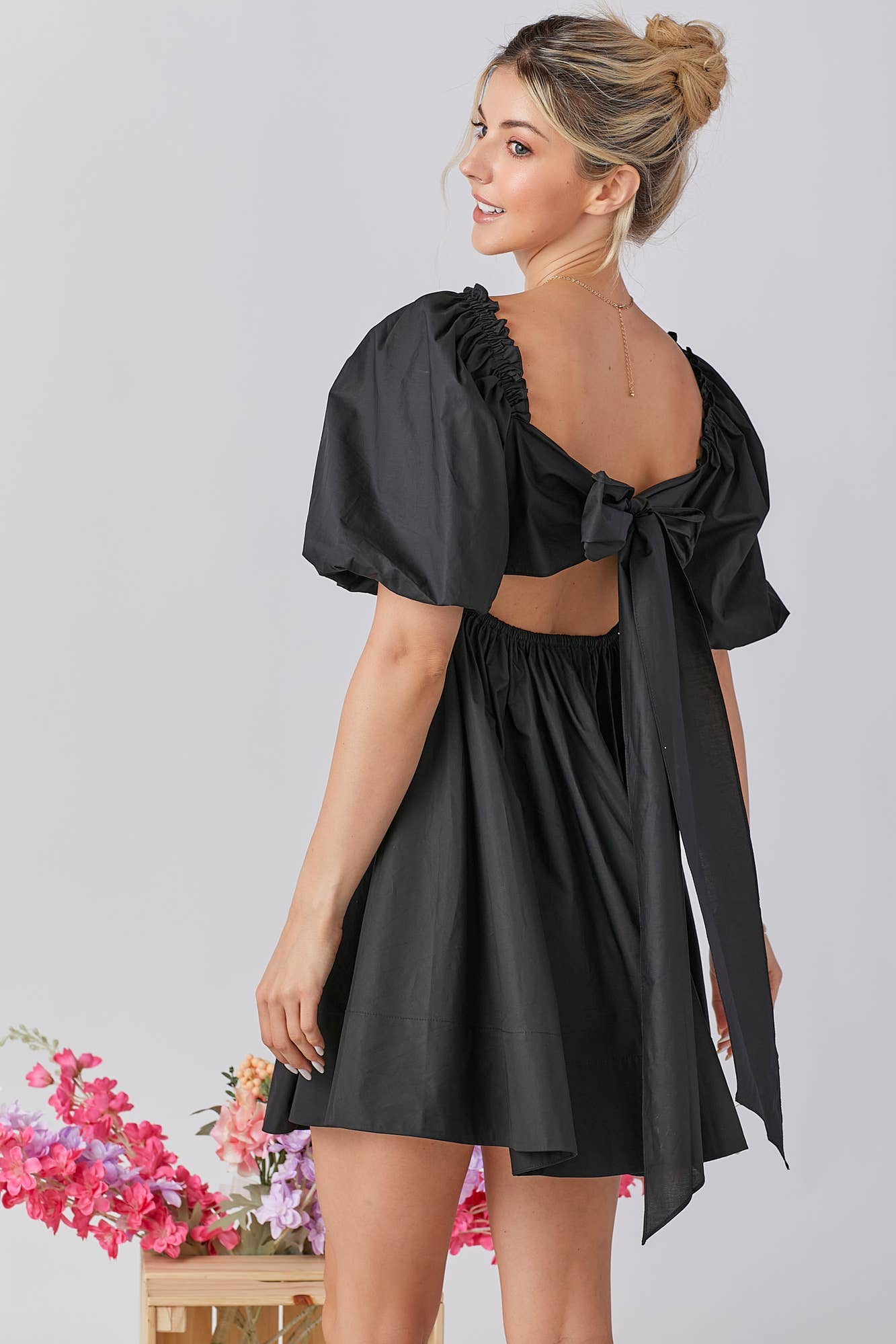 Ruffle Square Neck A-line Cotton Midi Dresses
