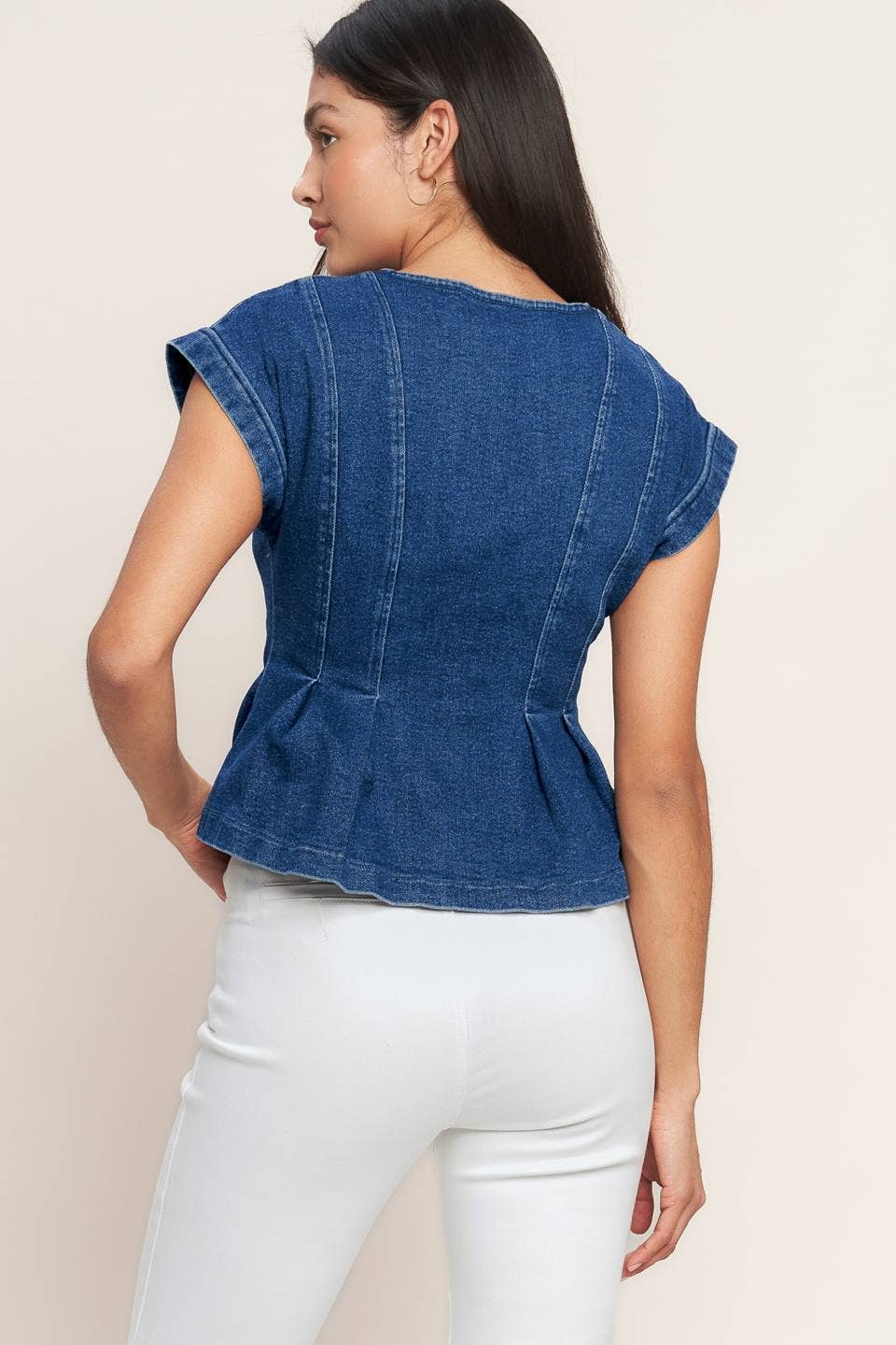 Indigo Denim Peplum Top