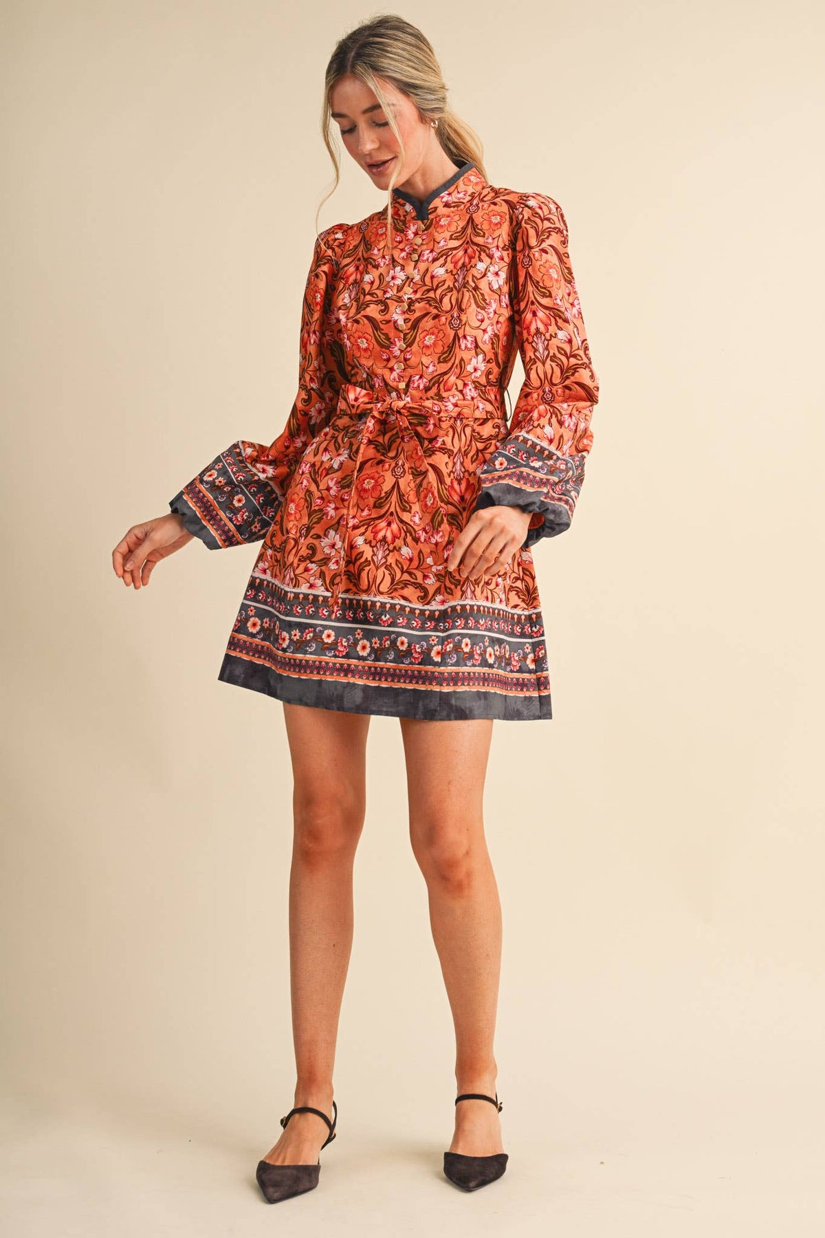 Suzanne Floral Border Print Dress