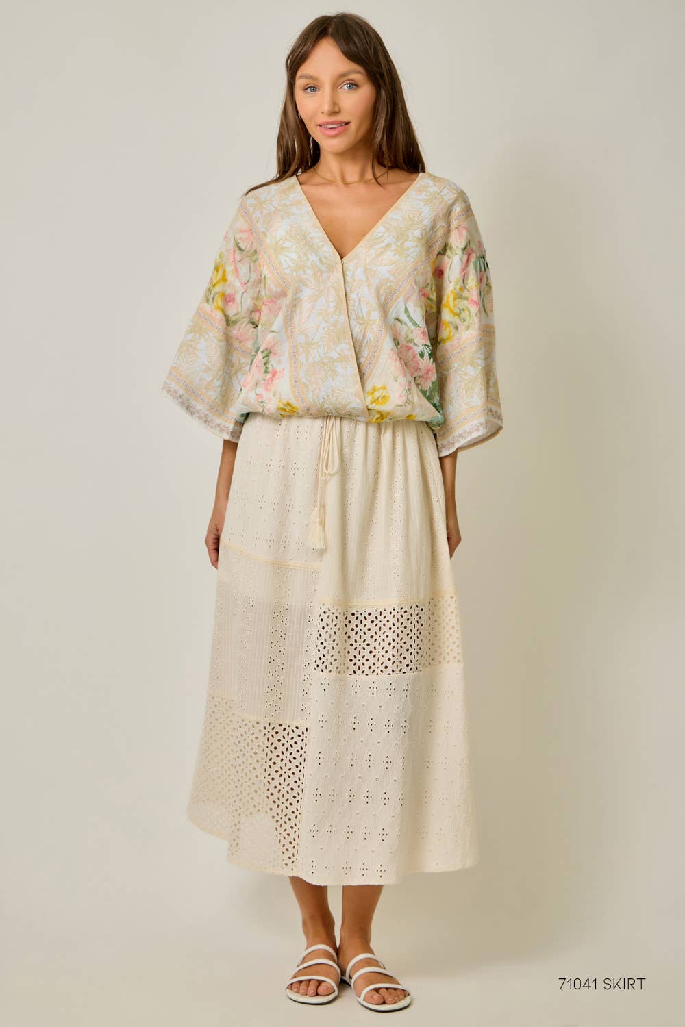 Front Wrap Kimono Top in Oatmeal