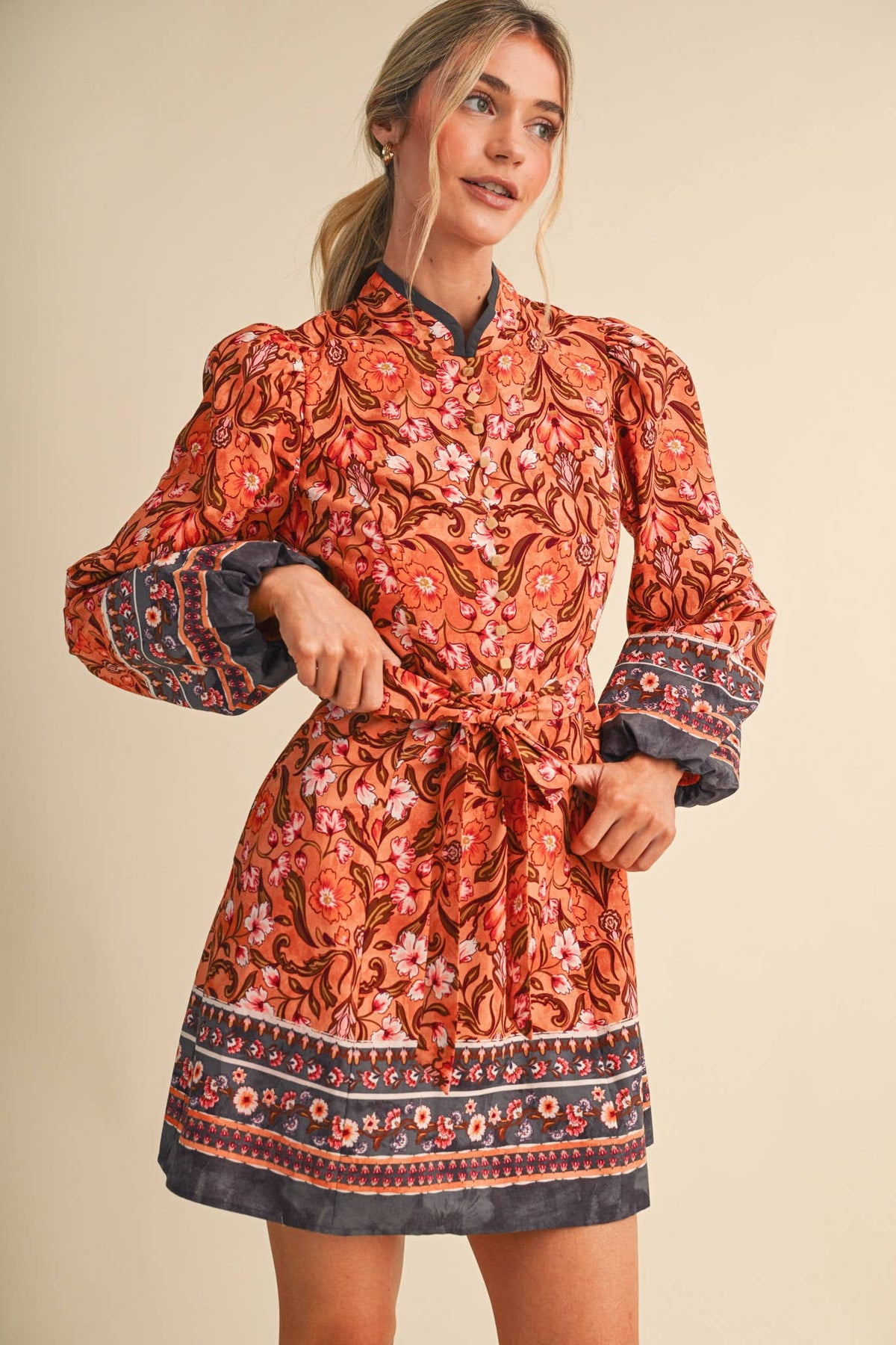 Suzanne Floral Border Print Dress
