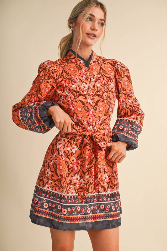 Suzanne Floral Border Print Dress