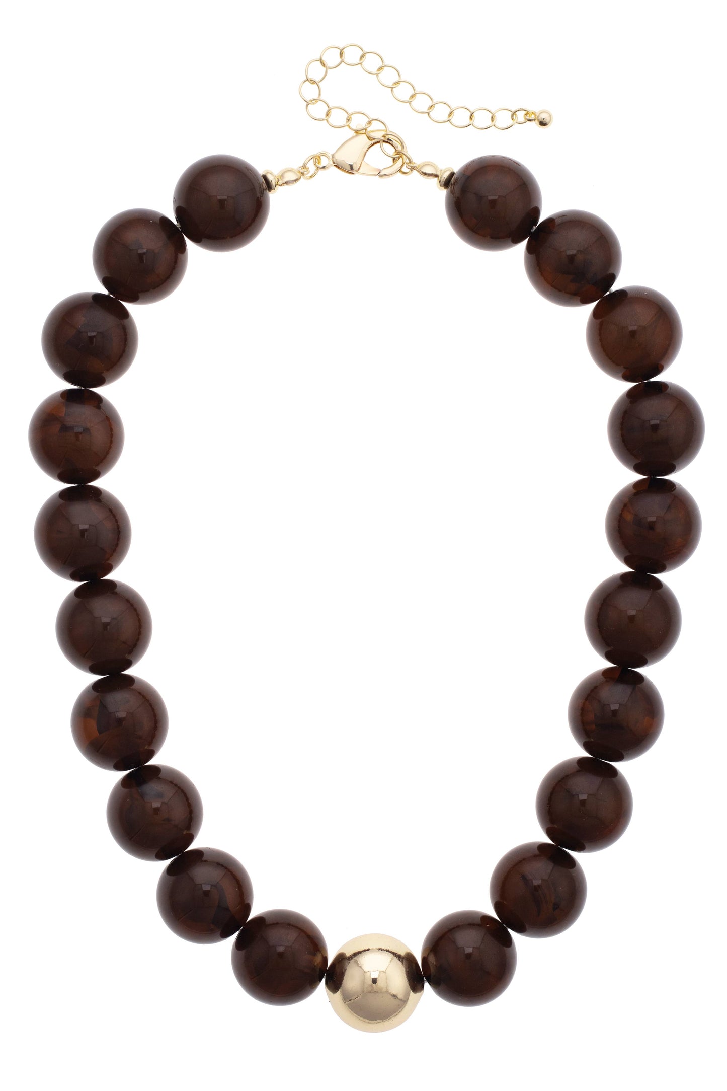 Chunky Beaded Necklace in Brown