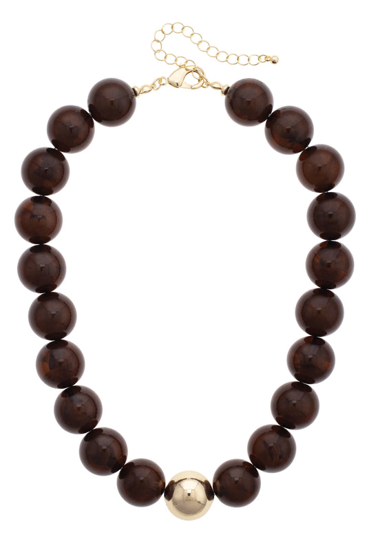 Chunky Beaded Necklace in Brown