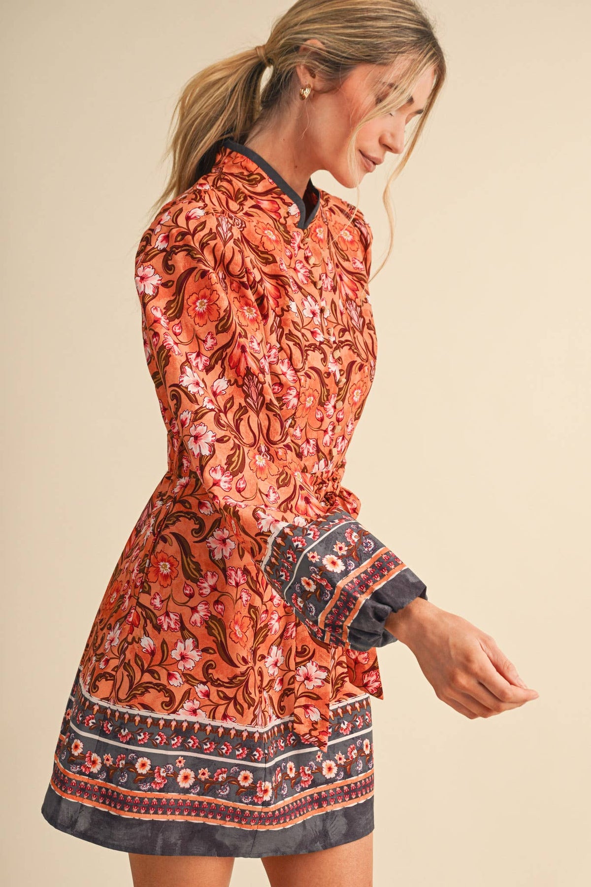 Suzanne Floral Border Print Dress
