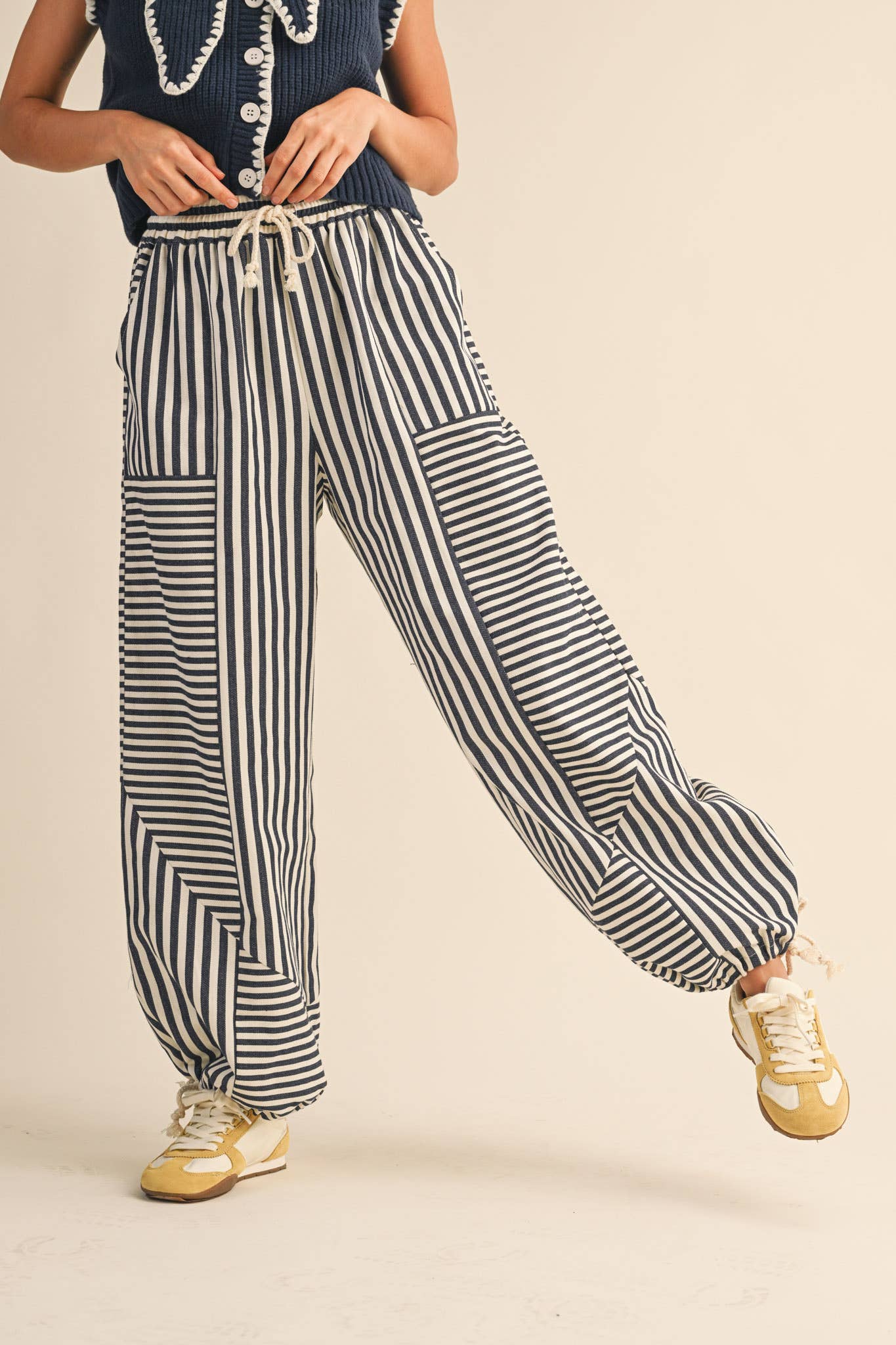 Navy Striped Jogger/Pant
