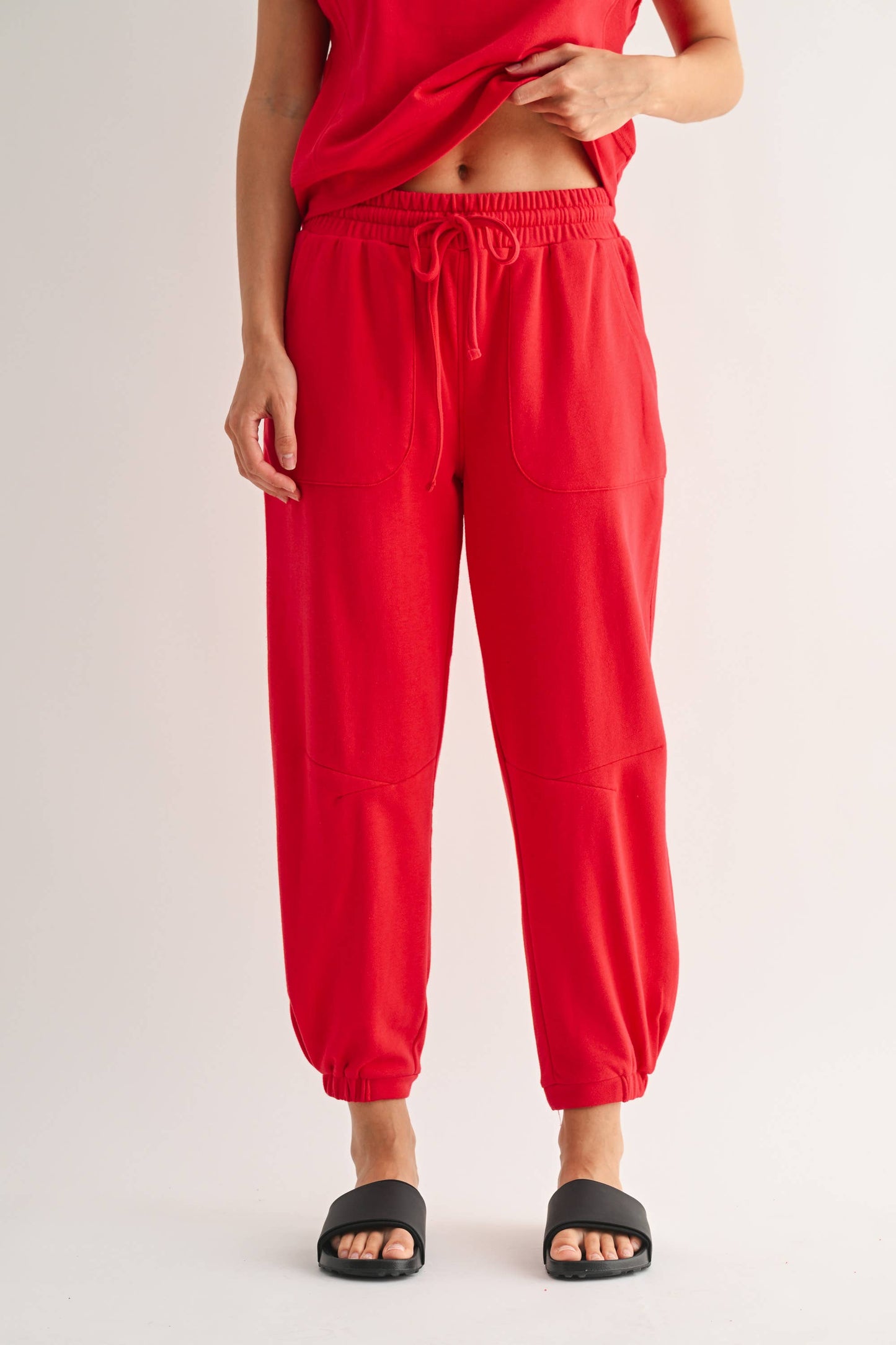 French Terry Lounge Joggers in Red