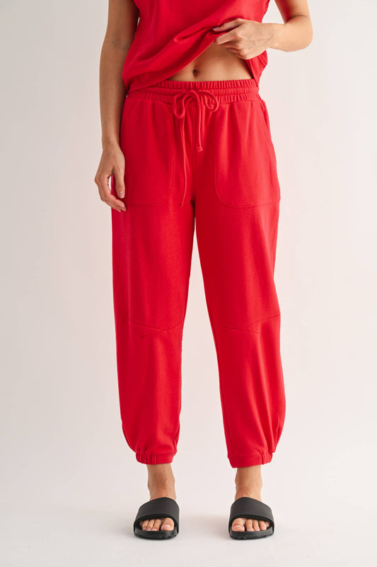 French Terry Lounge Joggers in Red