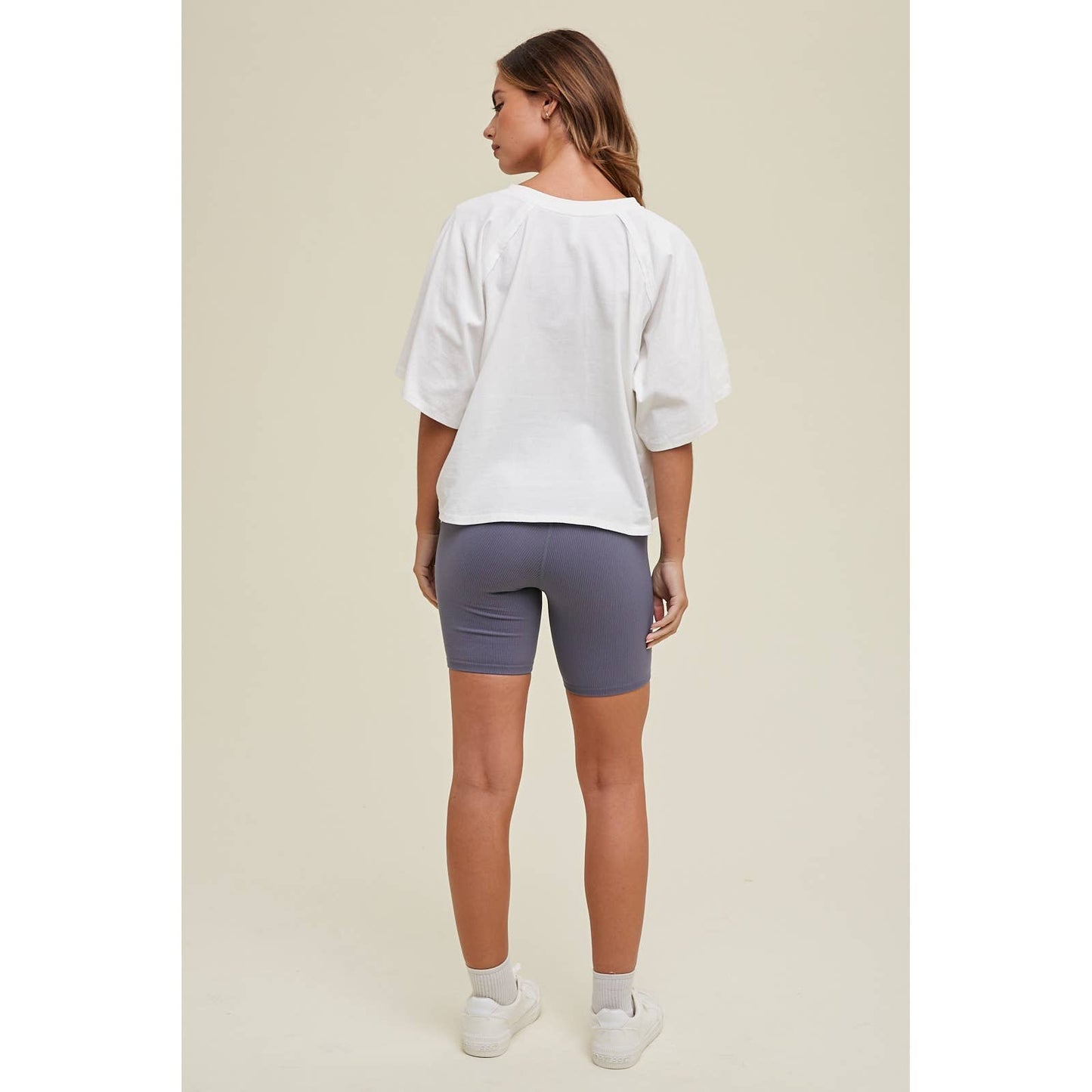 Cotton Knit Top With Drop Shoulder in White
