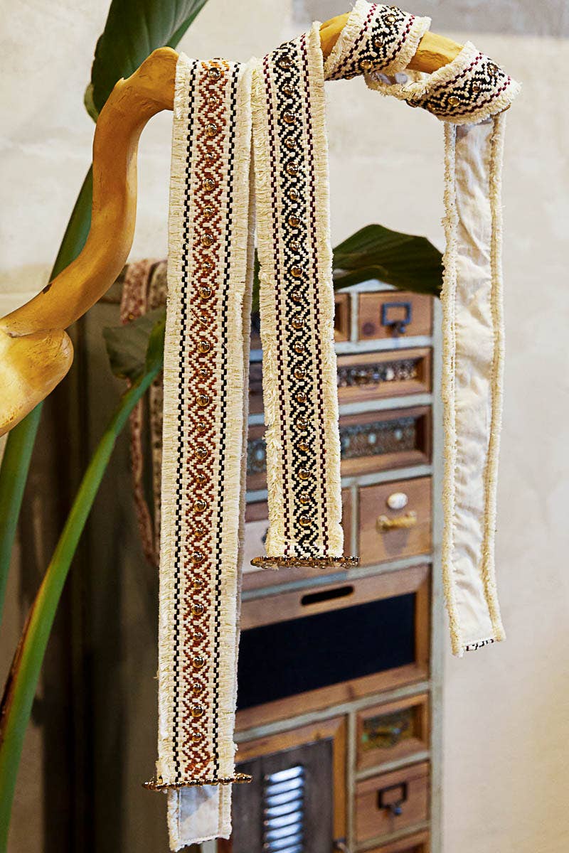 Boho Aztec pattern woven belt