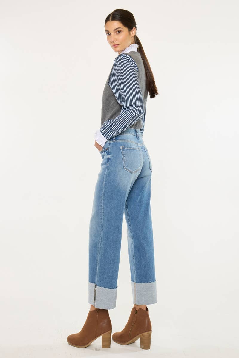 KanCan Wide Cuff Cropped Denim