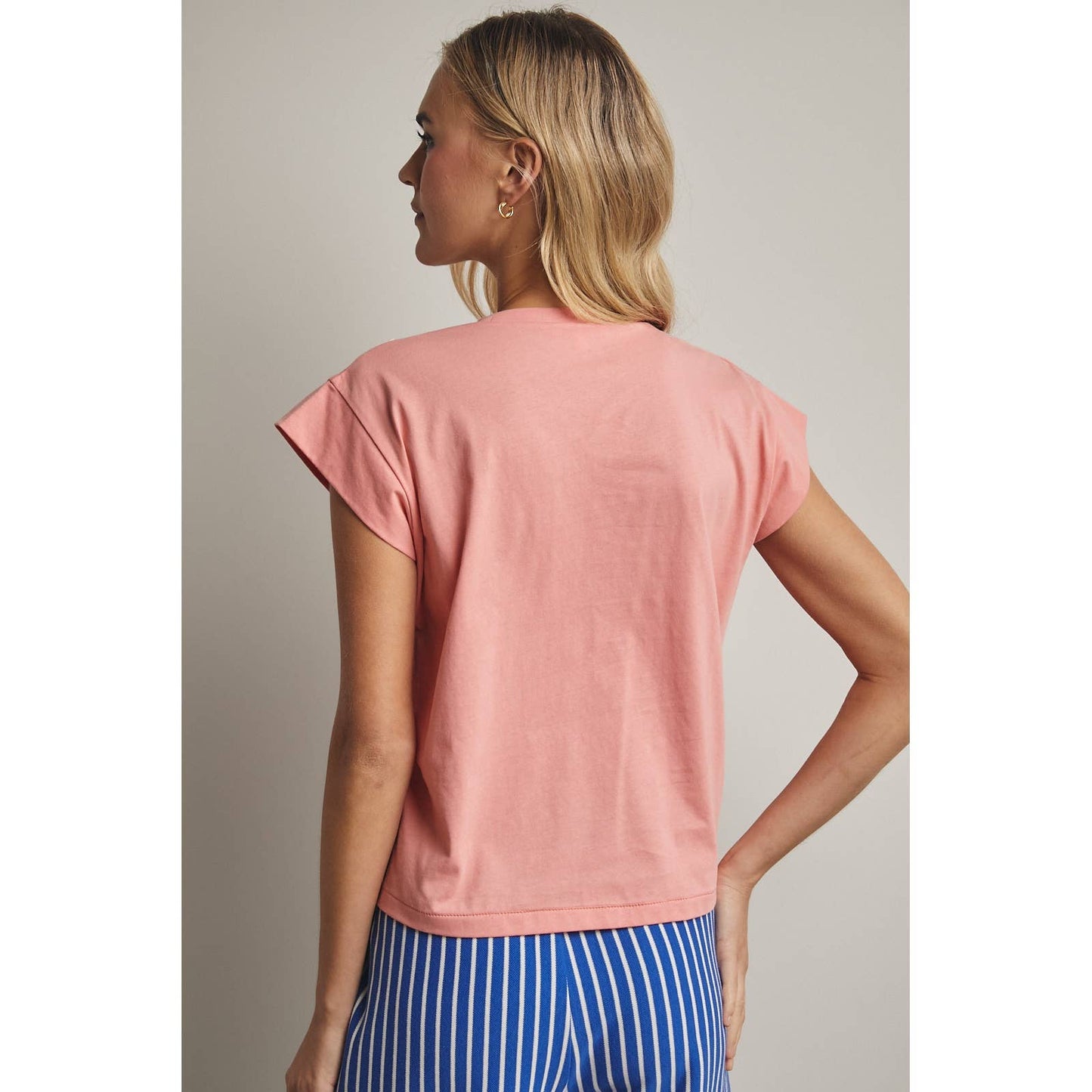 Cap Sleeve Knit Top in Peach