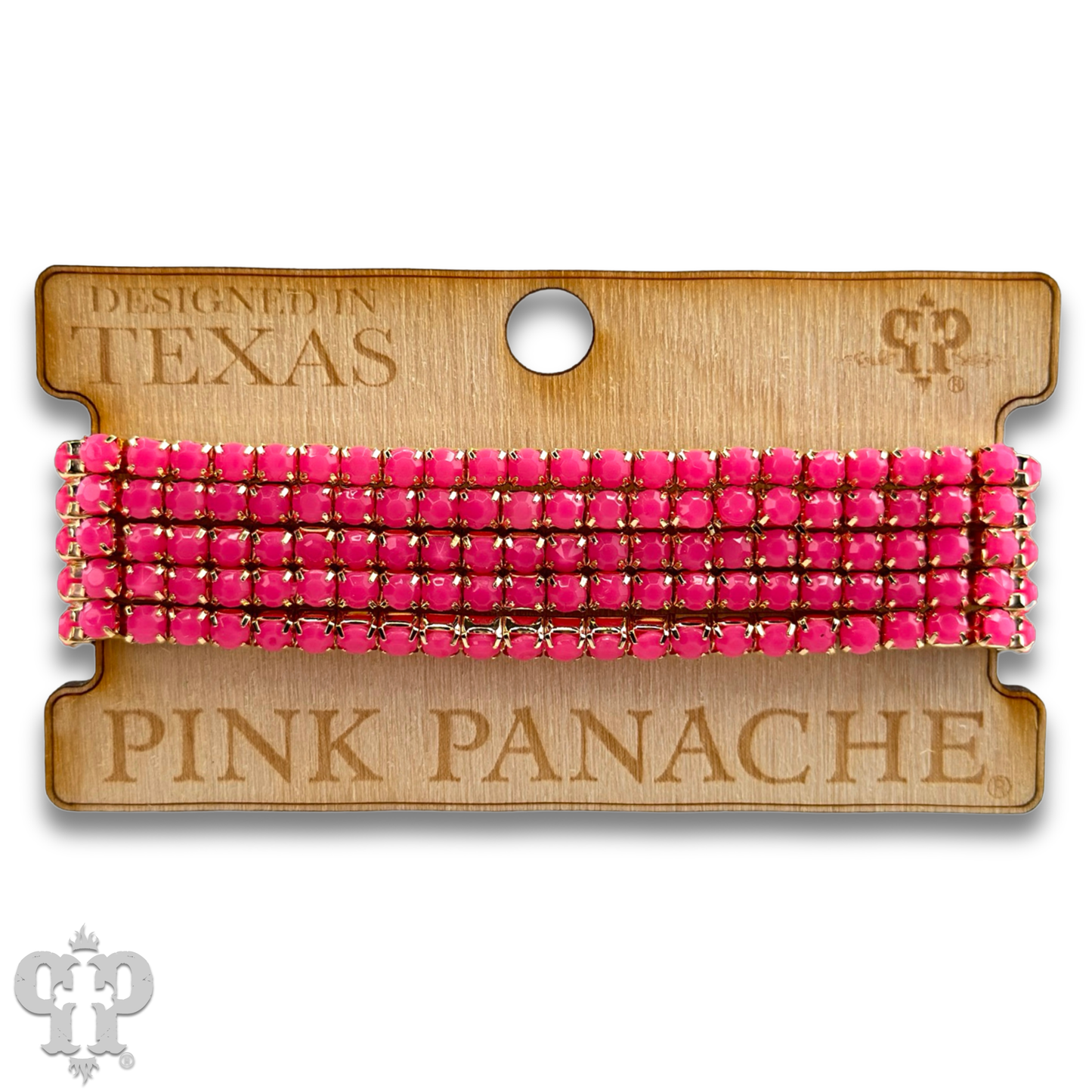 Prong set rhinestone bead bracelet: Fuchsia