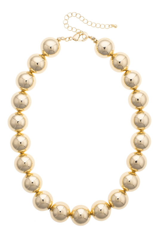 Chunky Beaded Necklace in  Gold