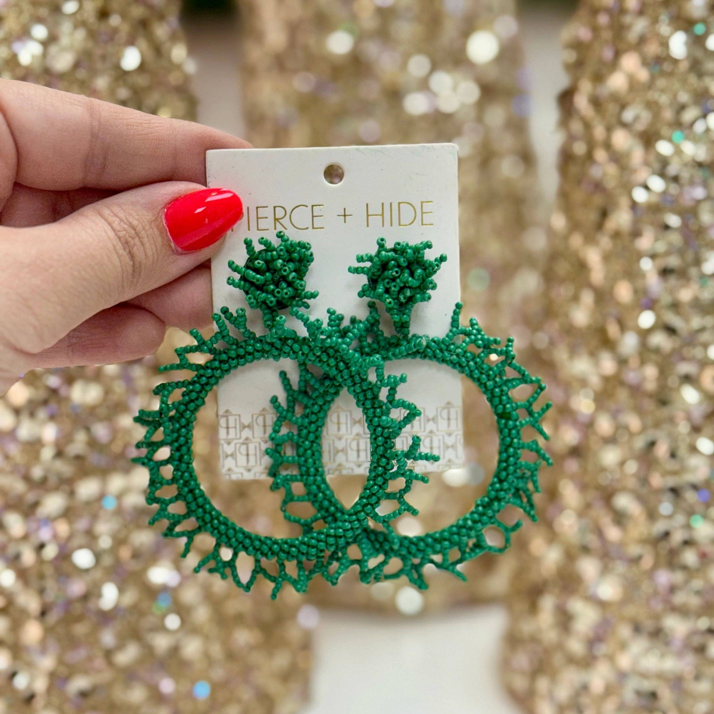 Custom Green Coral Burst Earring