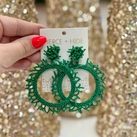 Custom Green Coral Burst Earring