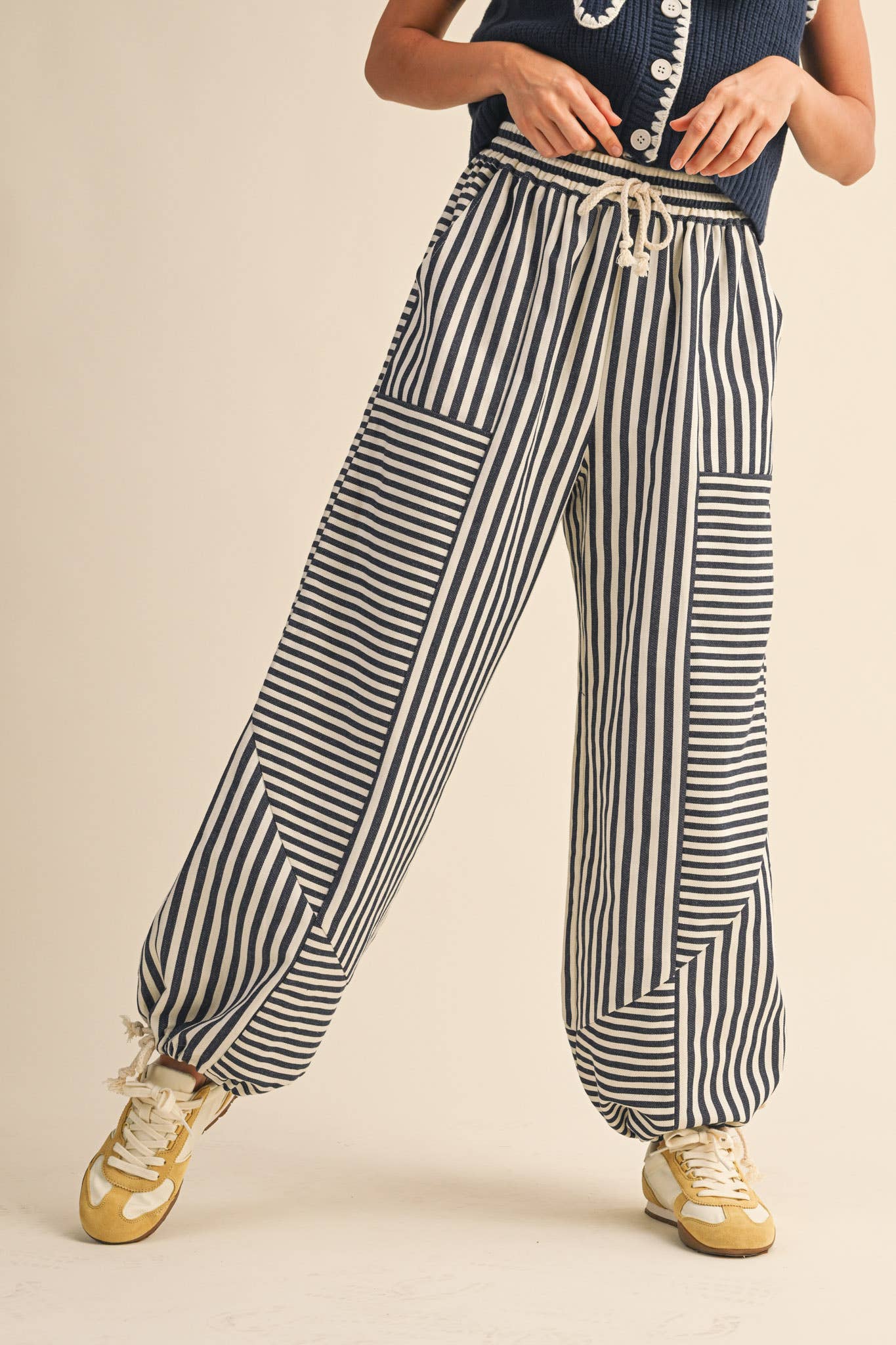 Navy Striped Jogger/Pant