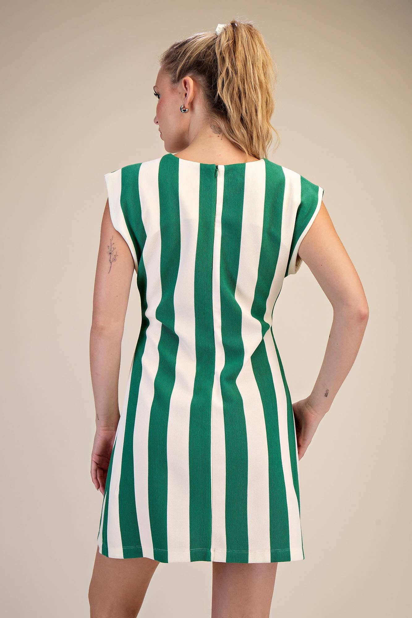 Pinch Me Striped Mini Dress in Green