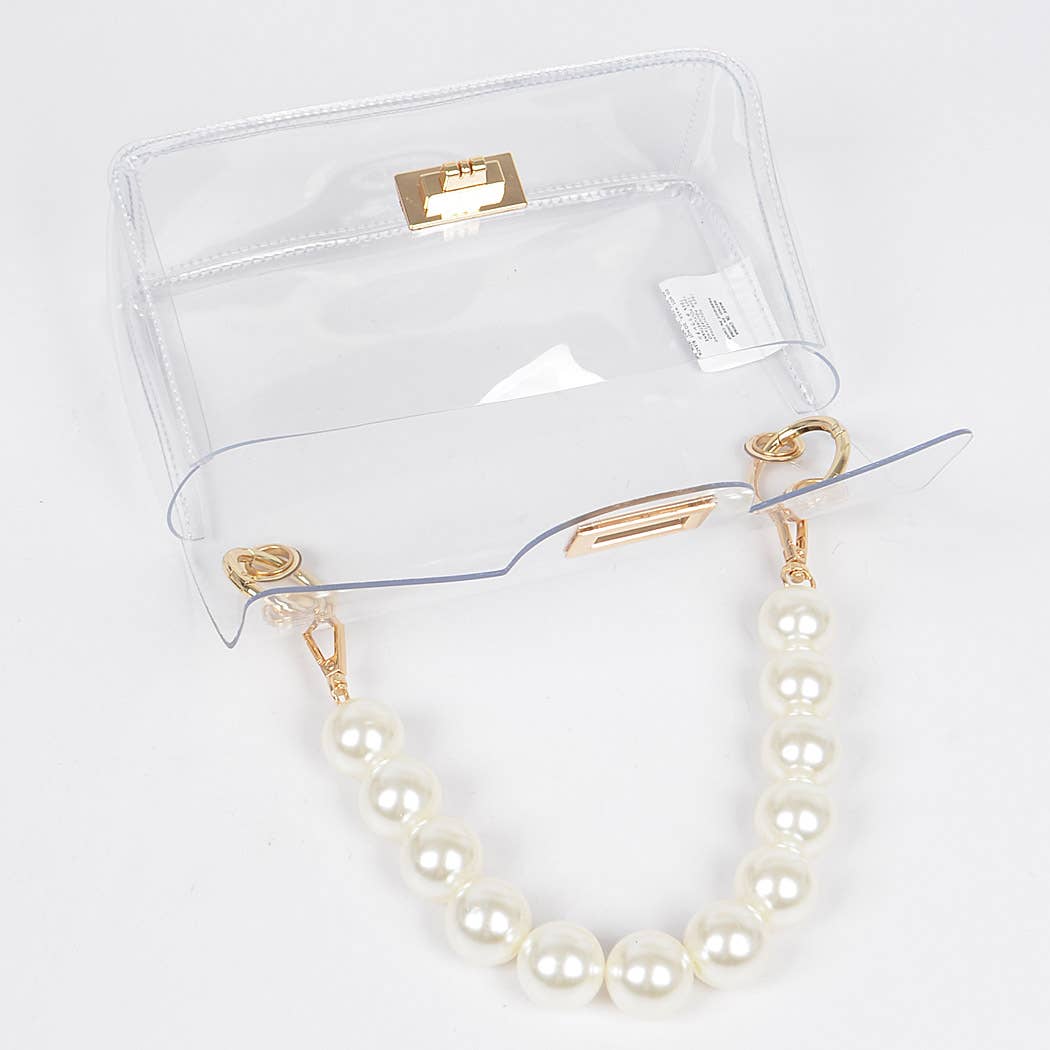 Transparent Cross body Bag With Large Pearl Handle