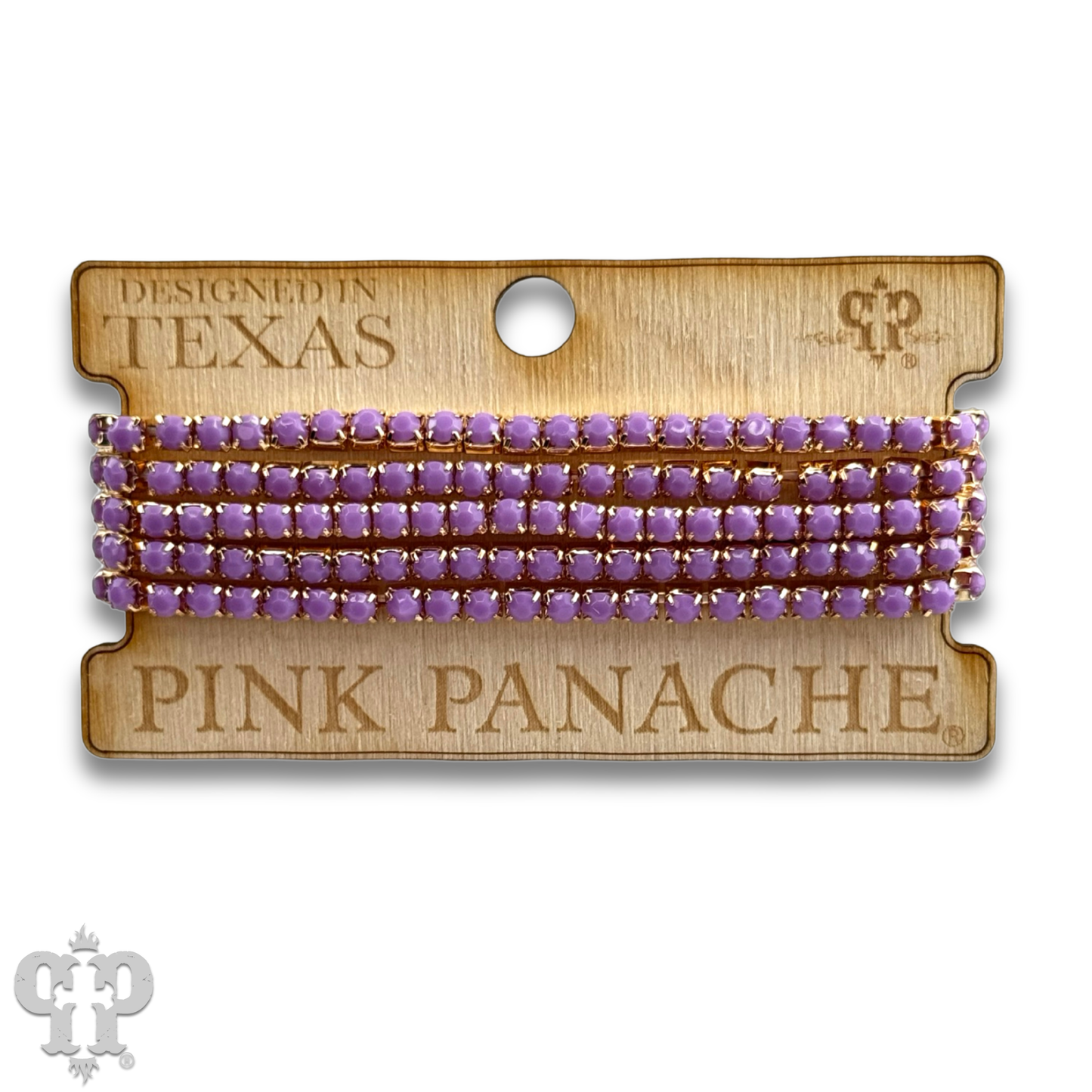 Prong set rhinestone bead bracelet: Purple