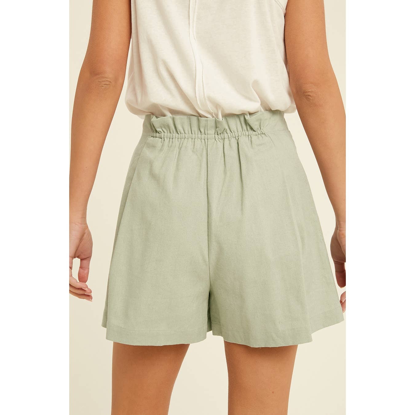 Tie Front Shorts In Sage