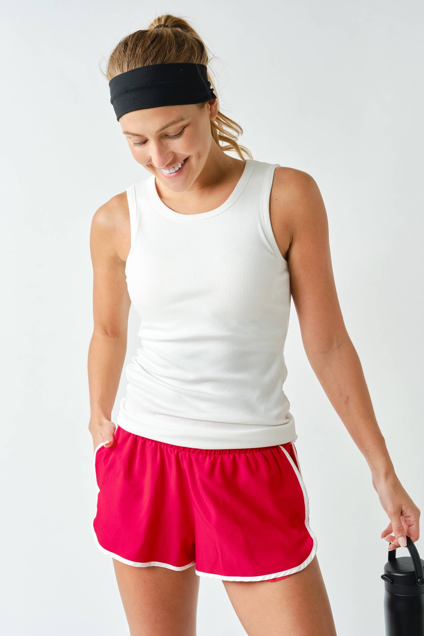 CoreClassic Micro-Ribbed Built-In Bra Tank Top in White