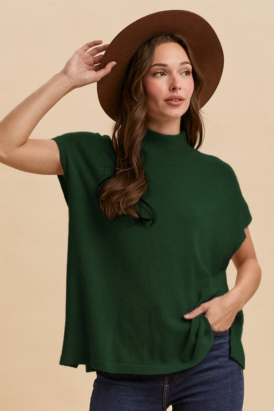 Wool Blend Mock Neck Sweater RED, GREEN, or Black