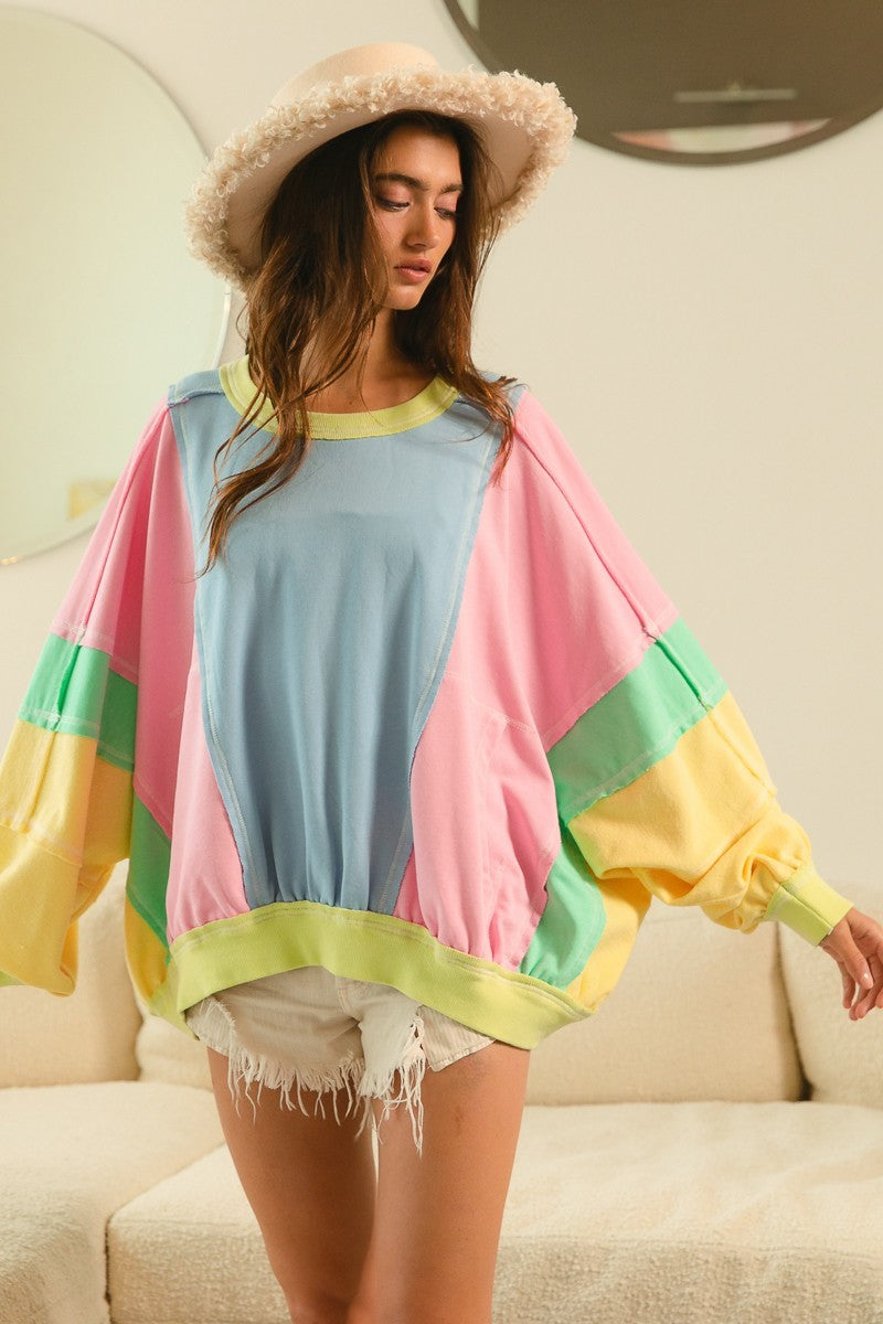 Color Block French Terry Pullover