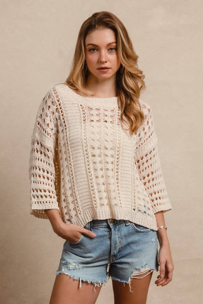 Breezy Crochet Half Sleeve Top