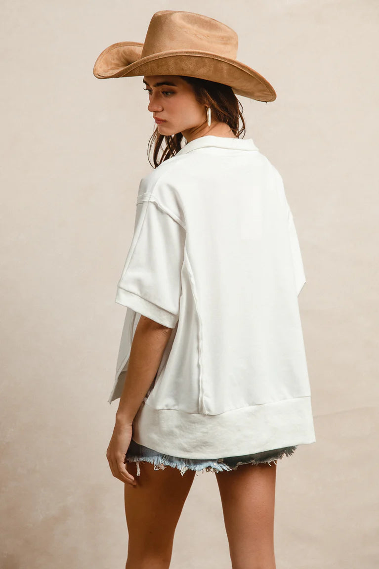 USA Collard Short Sleeve Pullover