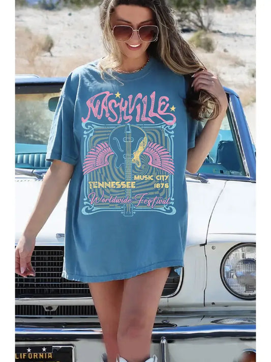 Short Sleeve Nashville Tee in Blue