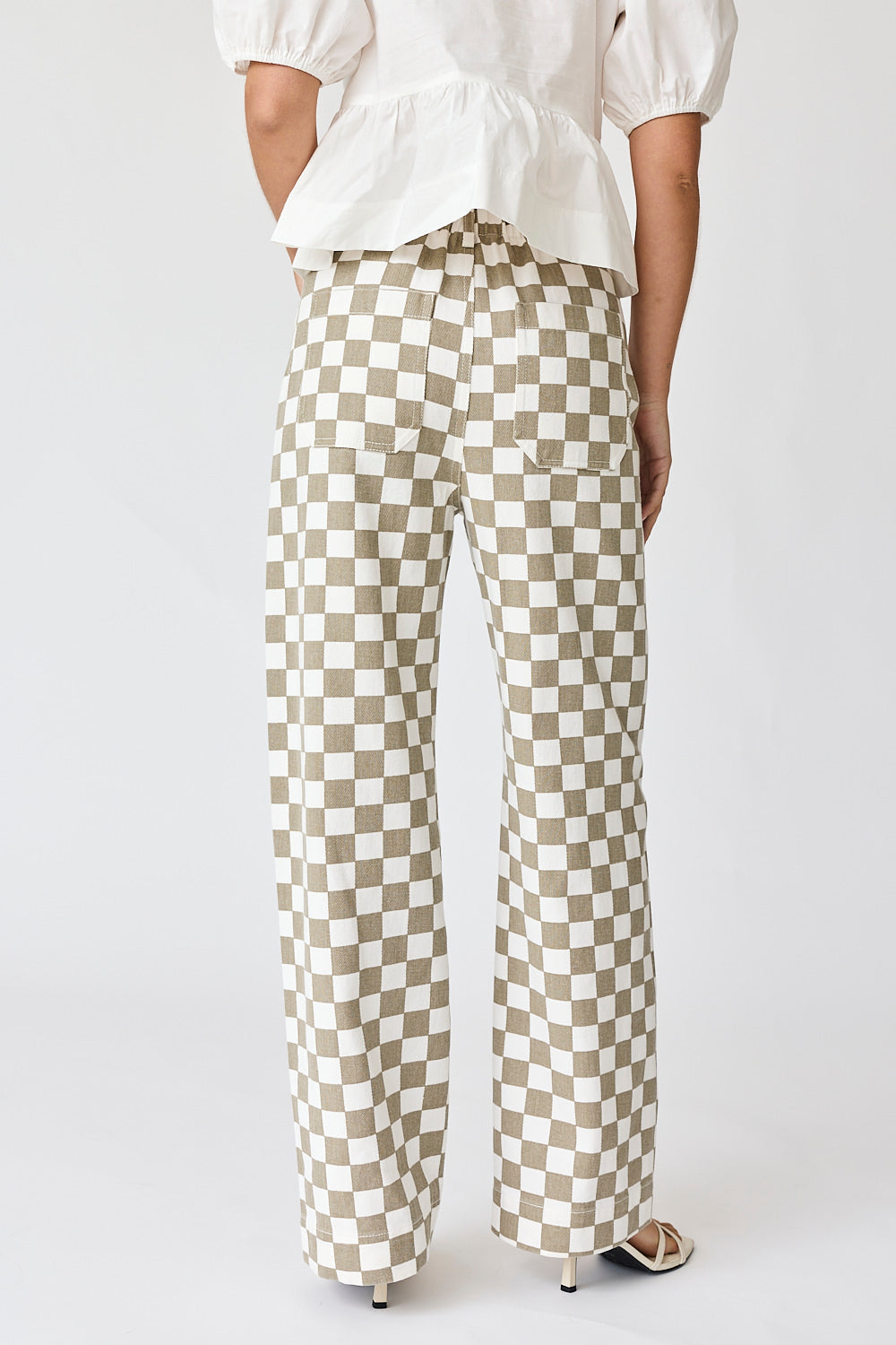 Taupe Checkered Game Day Pant