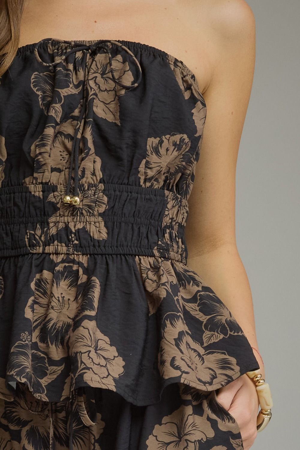 Floral Peplum Removable Strap Top