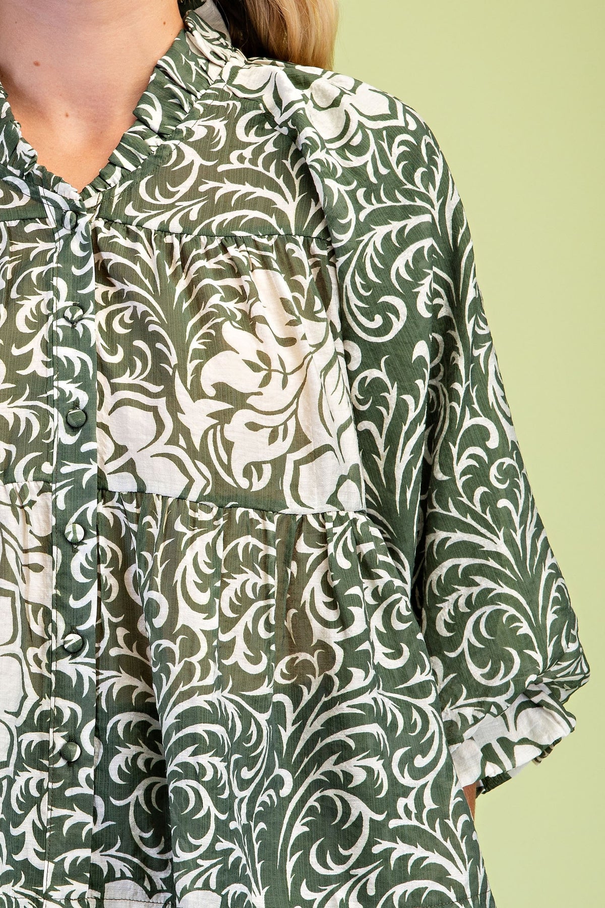 Tiered Button Down Top in Matcha