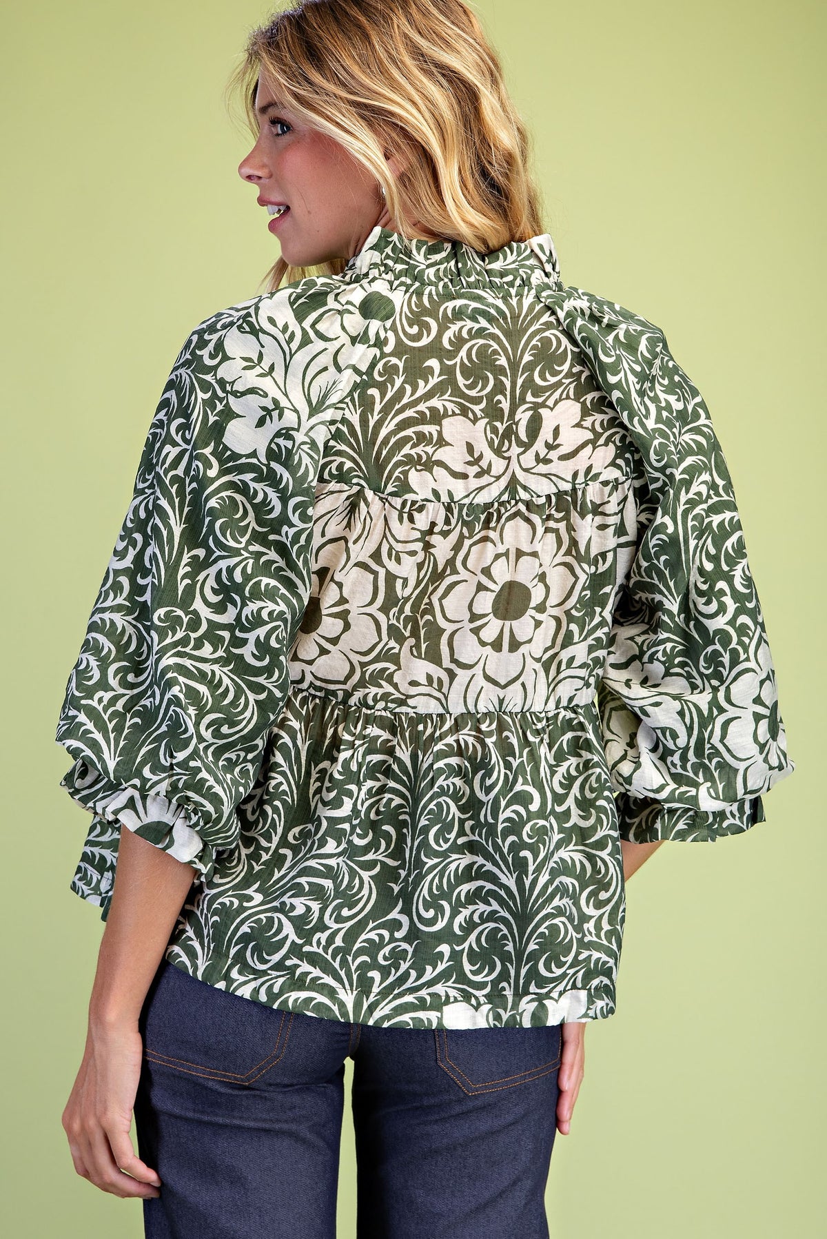 Tiered Button Down Top in Matcha