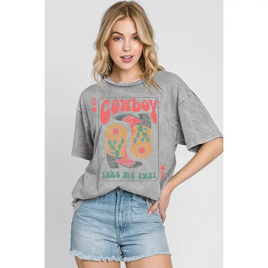 Cowboy Boots Take Me Away Mineral Graphic Tee