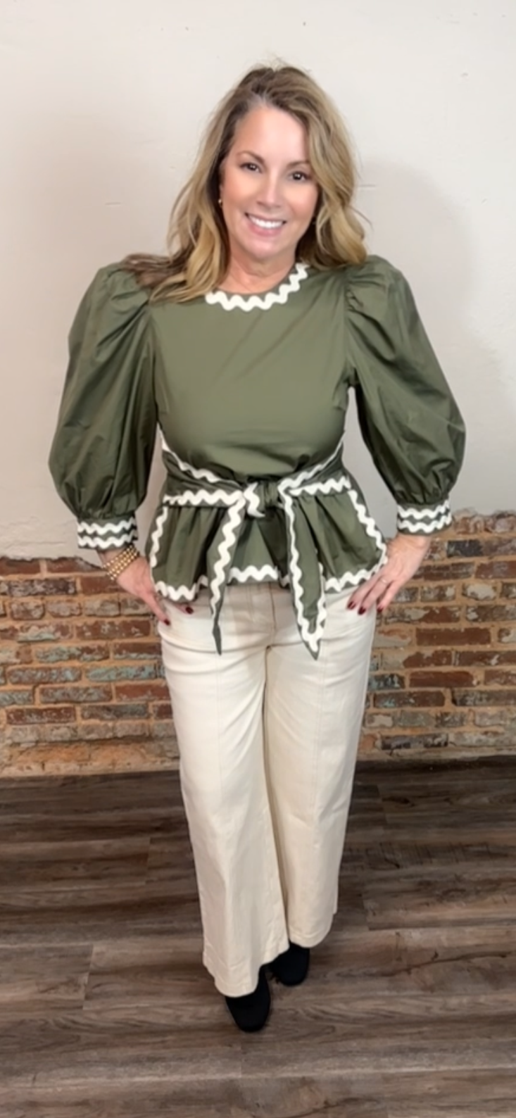The Ziggy Peplum Top in Olive