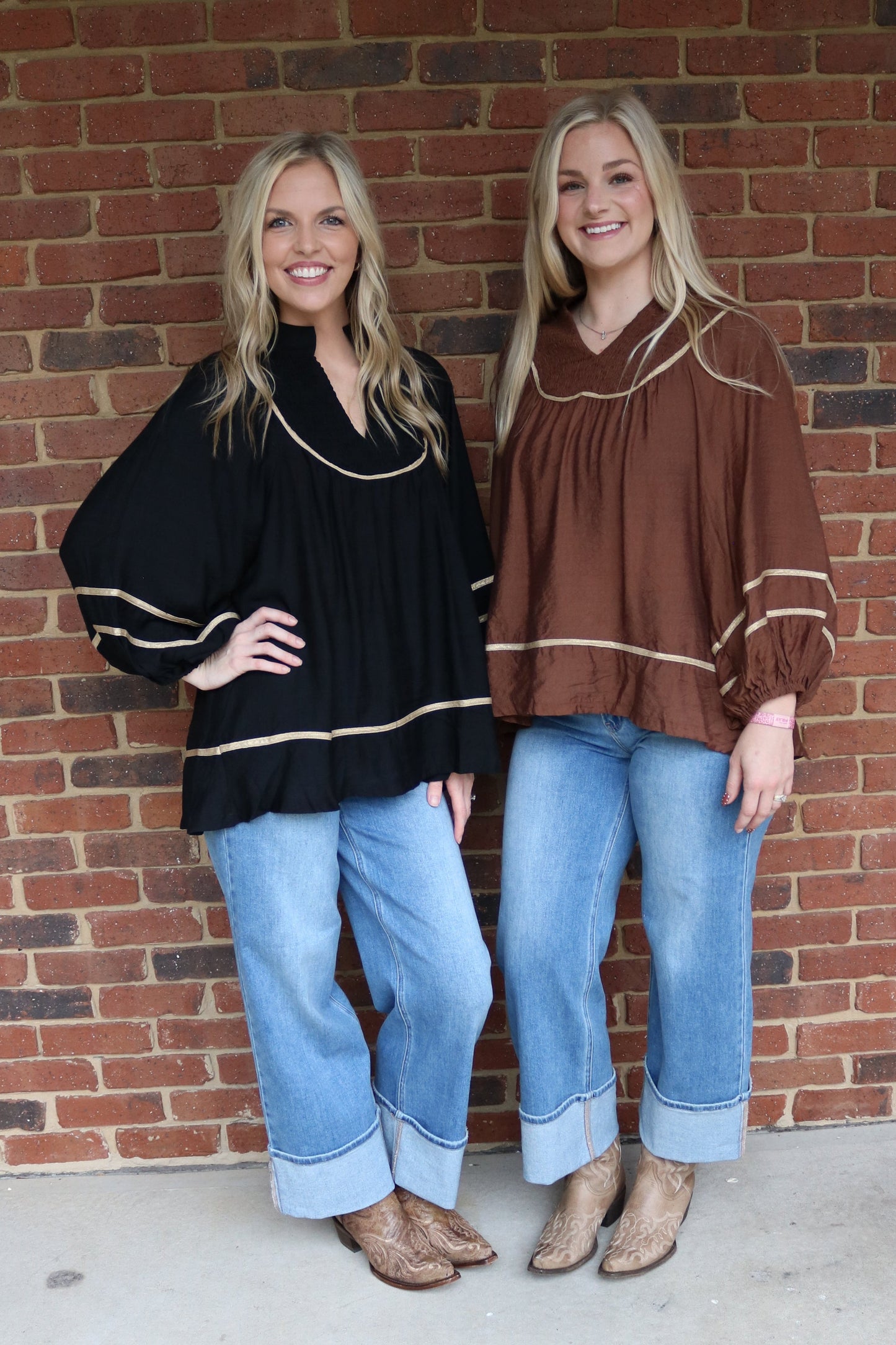 Boho Peasant Top in Black or Brown