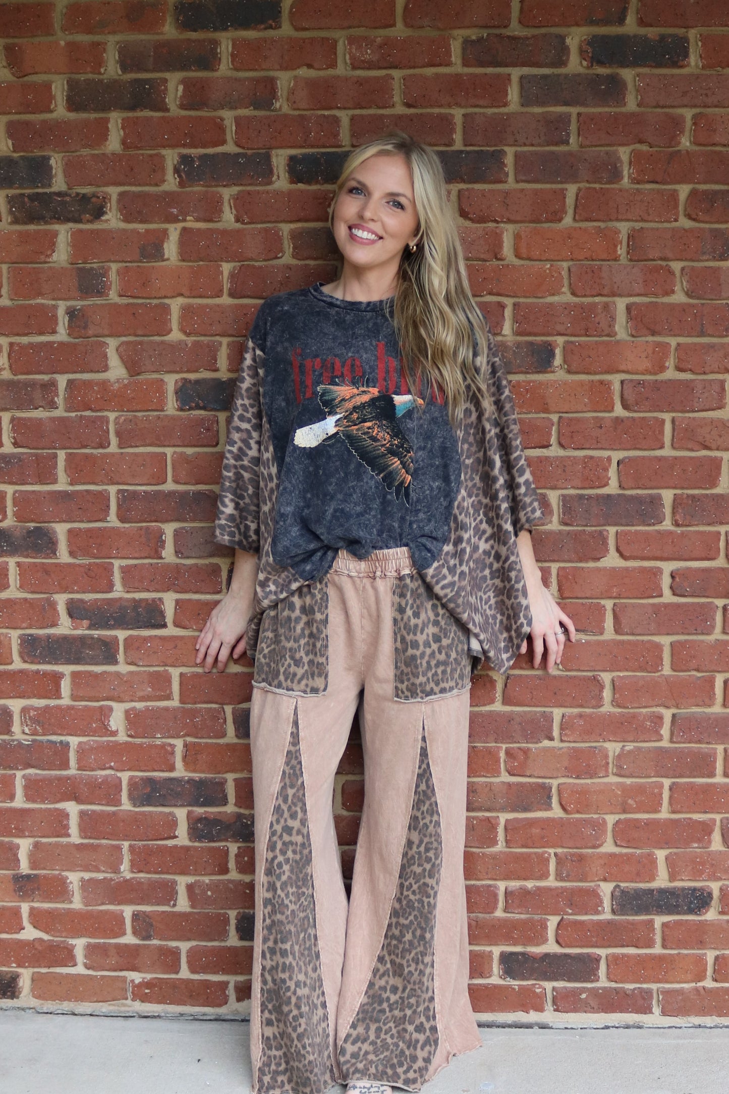 Leopard Sleeve Poncho Top