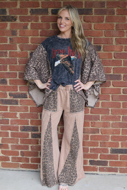 Leopard Sleeve Poncho Top