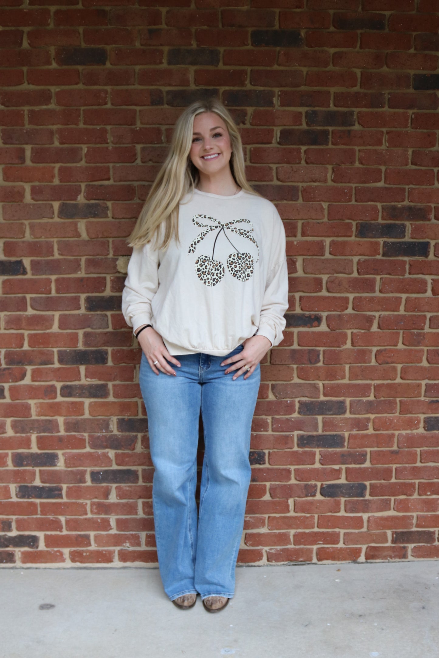 Leopard Cherry Graphic Sweatshirt