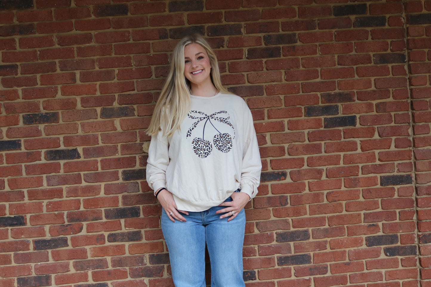 Leopard Cherry Graphic Sweatshirt