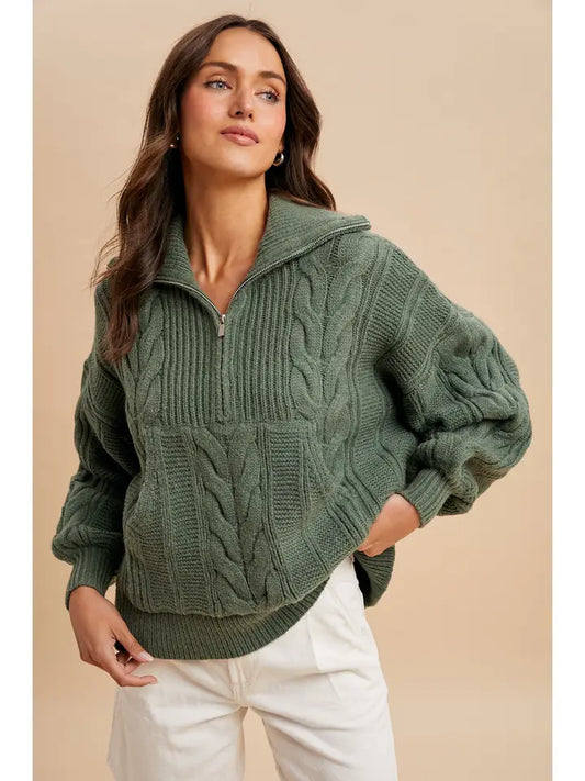 "Chonky" Cable knit Seater in Sage