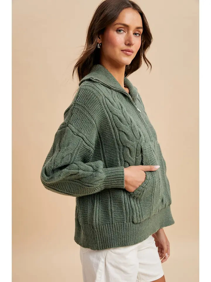"Chonky" Cable knit Seater in Sage